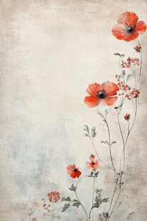 手绘风罂粟花背景图