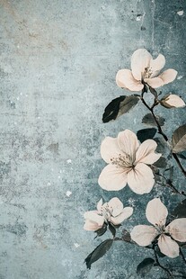 复古风背景下的素雅花卉