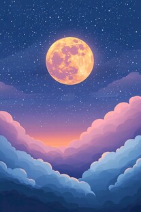 梦幻月夜下的云海奇景