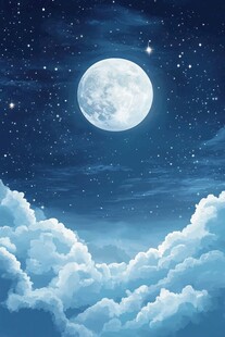 梦幻月夜云海美景