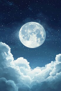 梦幻月夜下的云海星空