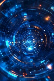 蓝色科技感环形光效背景