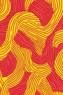 红黄交织波浪线条图案