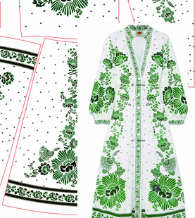 绿色花卉图案服装设计图