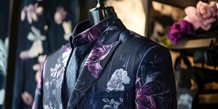 华丽花卉图案男士西装