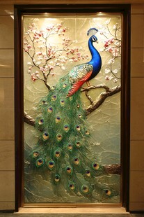 孔雀栖花图 中式精美艺术