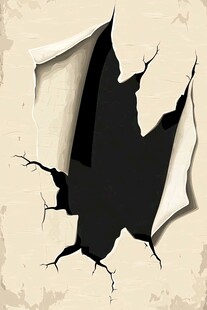 撕开的纸张露出黑色空洞