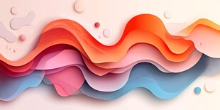 多彩波浪折纸风背景图案