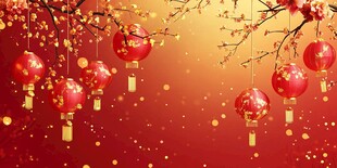 喜庆红灯笼营造春节氛围