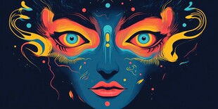 奇幻多彩面部艺术插画