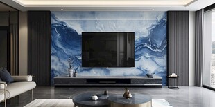 蓝调大理石电视背景墙设计