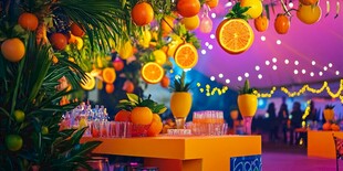梦幻橘色主题派对场景