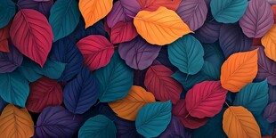 多彩秋叶图案背景纹理