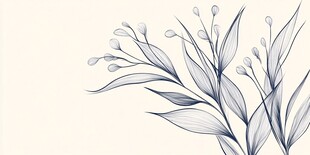 蓝叶花卉插画