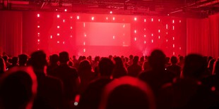 红色舞台前的观众盛会