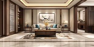 中式典雅客厅室内效果图