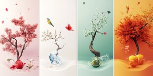 四季之树 自然魅力展现