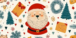圣诞小熊与节日元素图案