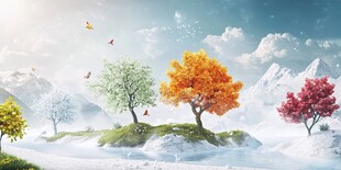 四季同框的梦幻自然景观