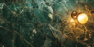 墨绿大理石墙面的壁灯之美