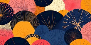 多彩扇形图案构成绚丽画面