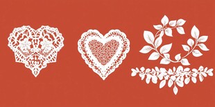 红色背景上的精美蕾丝装饰