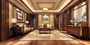 中式典雅客厅室内效果图