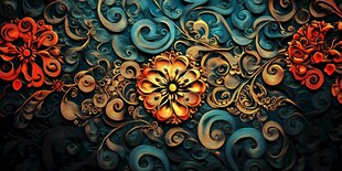 绚丽复古花纹艺术背景图