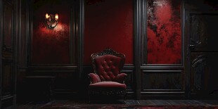 复古红墙下的奢华单人椅