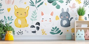 可爱萌宠墙绘装饰房间