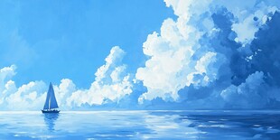 蓝天下的孤帆远航