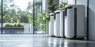 室内的三台现代空气净化器