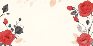 红玫瑰花卉边框插画背景
