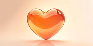 橙色心形物体闪耀光泽