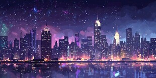 梦幻夜景下的璀璨都市