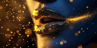 金色闪耀嘴唇梦幻特效