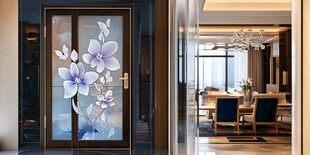 精致花卉玻璃门的优雅空间