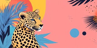 豹纹之美 热带风情插画