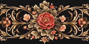 复古花卉金色华丽装饰图案