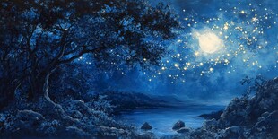 梦幻月夜森林美景