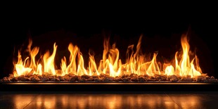 火焰燃烧于黑色背景中