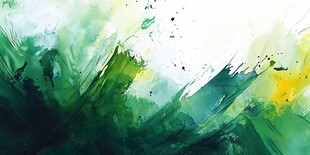 墨绿泼墨抽象艺术画作