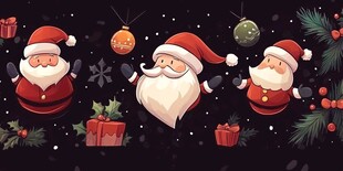 欢乐圣诞 可爱圣诞老人与装饰