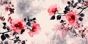 水墨花卉图 唯美中式风