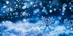 梦幻蓝调雪花冬日景象