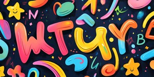 多彩立体字母卡通图案背景