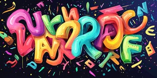 炫彩立体字母创意插画