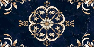 深蓝色底金色奢华花纹图案