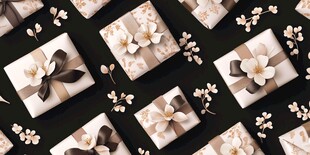 精美礼品包装与花卉图案