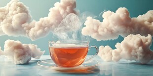 梦幻茶杯与缭绕云朵